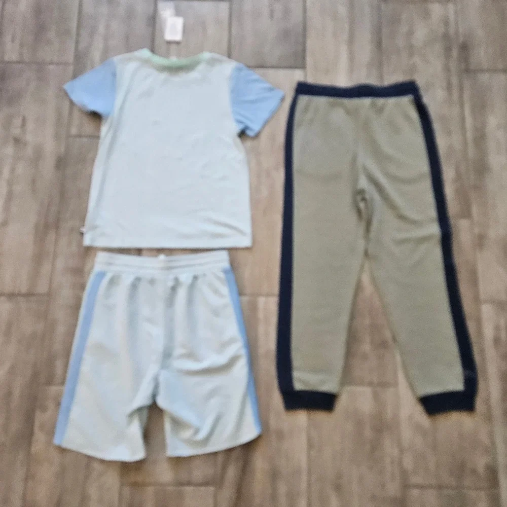 Splendid Pajama Set Lot of 3 Kids 7 Blue Green NEW Tee Short Jogger Sport Lounge